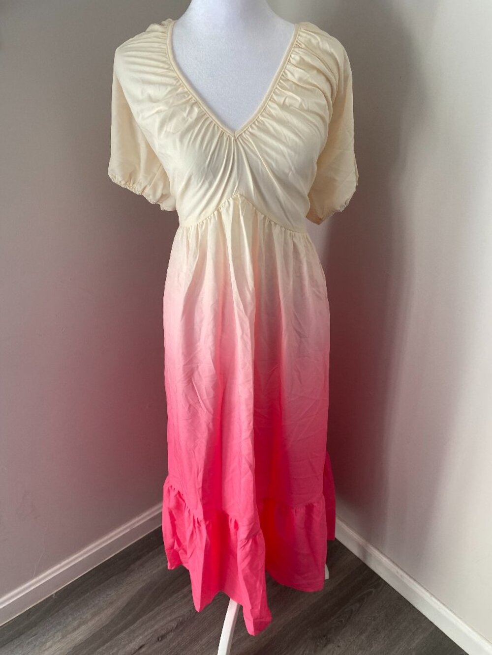 White + Pink Ombre Dress